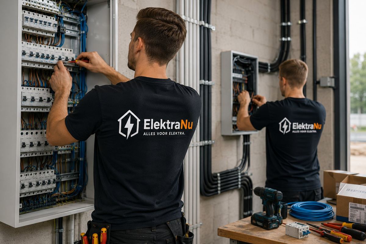 Een groepenkast wordt bedraad