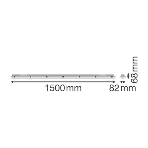 Ledvance Damp-proof armatuur, led, 26W, 3500lm, 4000K, CRI80-89, >80°, IP65, opbouw, beh. grijs, kunststof, hxbxl 68x82x1500mm