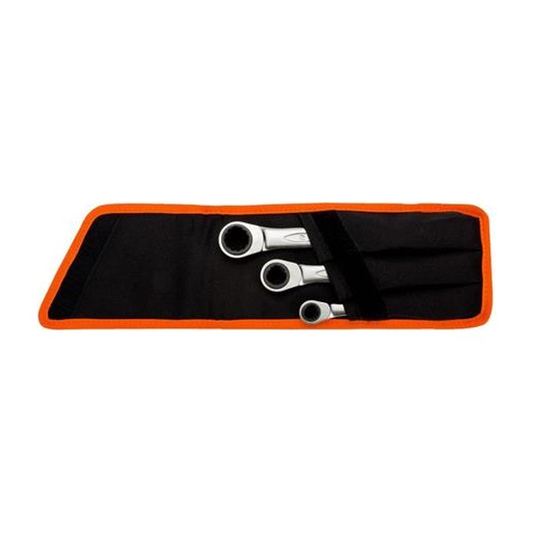 Bahco, ringratelsleutelset 8-19mm, bevat sleutels met 2 maten per kant, etui voor het dragen aan een riem 115x242x30mm, matchroom