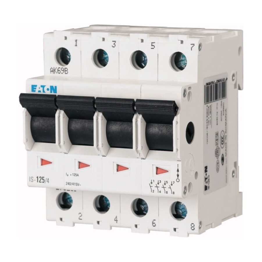 Eaton Hoofdschakelaar IS-125/4, 125A, 4 Polig, Breedte 4TE
