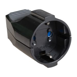 Solar schuko koppelcontactstop thermoplastic 2P+E 16A 250V PVC zwart