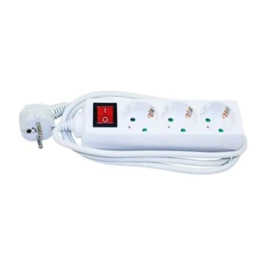 Stopcontact 3-V 1.4M H05VV-F 3G1,5 schakelaar aarde wit