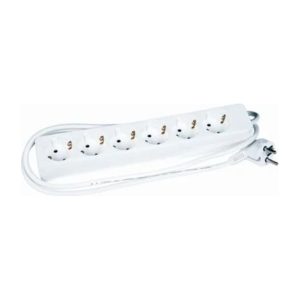 Stopcontact 6-V 5M H05VV-F 3G1.5 grond dierenbescherming wit