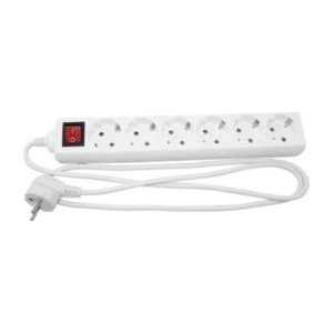 Stopcontact 6-V 5M H05VV-F 3G1.5 schakelaar aarde pet preventie wit