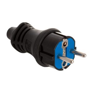 Schuko contactstop randaarde 2P+E 16A 250V IP44 rubber zwart