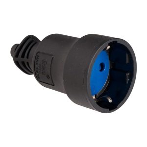 Schuko koppelcontactstop F-type 2P+E 16A 250V IP54 rubber zwart