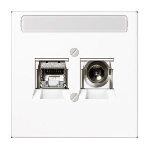 Jung LS Range Centraalplaten en adapters data 70x70mm IP20 wit inbouw coax/RJ45