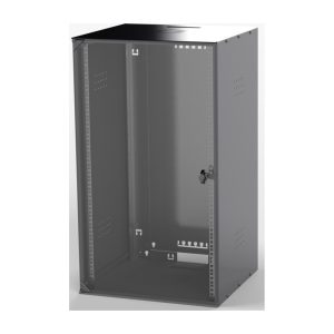 Wandkast 20HE, (BxHxD) 541x943x600 mm, glazen deur, kleur zwart