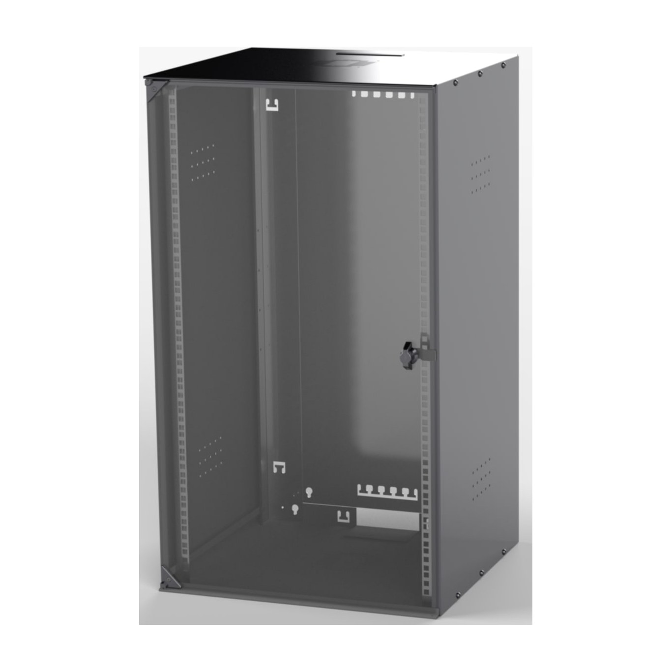 Wandkast 20HE, (BxHxD) 541x943x600 mm, glazen deur, kleur zwart