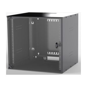Wandkast 10HE, (BxHxD) 541x500x600 mm, glazen deur, kleur zwart