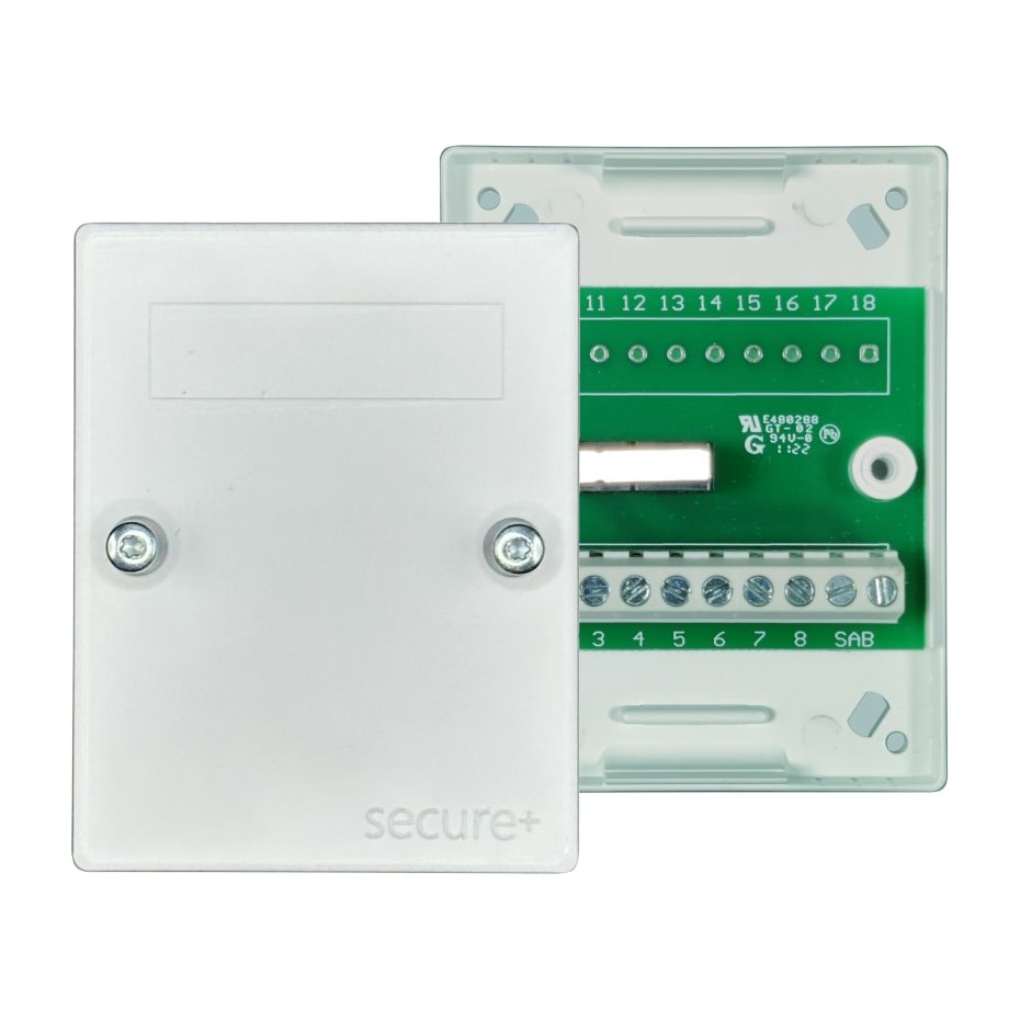 Solar Plus Lasdoos MIDI met sabotagecontact. in wit kunststof, 10 polen, 1 sabotageschakelaar, (hxbxd) 85x67x30 mm. SP20-10