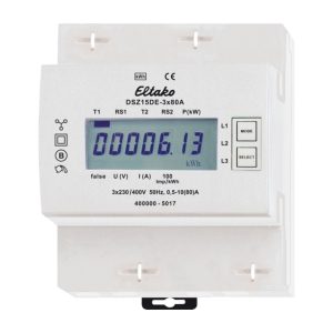 Din rail kilowattuurmeter 3 fases 3x80A, alleen afname registratie