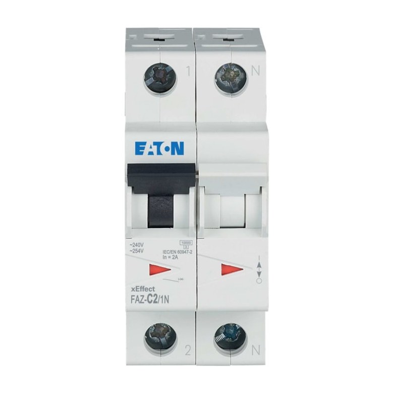 Eaton FAZ-C2/1N Installatieautomaat 1P+N 2 Ampere C-KAR 10kA 230V 2 MOD