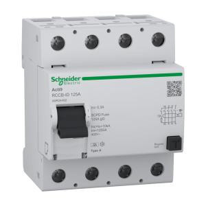 Schneider Electric Acti9 RCCB-ID, Aardlekschakelaar, RCCB, 4P, 125A, 300mA, A