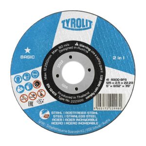 Doorslijpschijf BASIC A30-BF 125X2.5X22 RVS / staal Vorm 41 recht