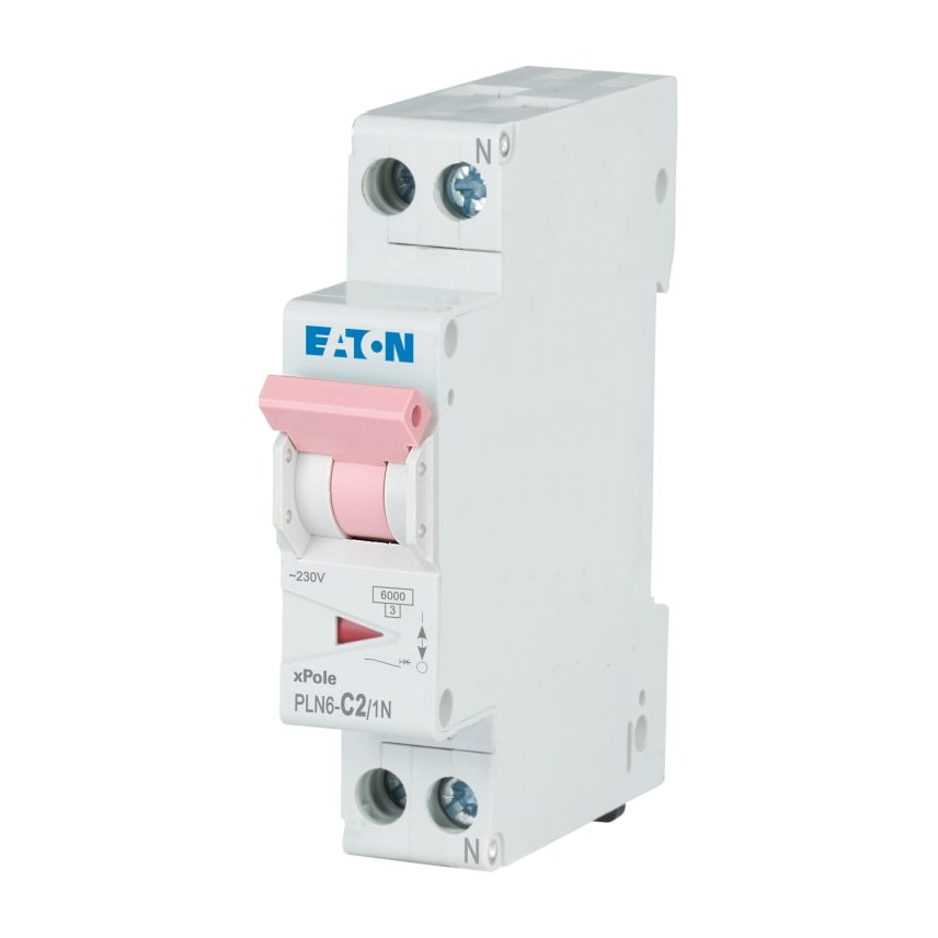 Eaton PLN6-C2/1N-MW Installatieautomaat 1P+N 2 Ampere C-KAR 6kA 230V 1 MOD