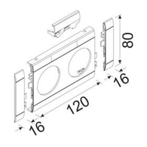 Hager Afdekraam wcd 2-voudig, halogeenvrij, lxb (16+120+16)x80mm, zwart