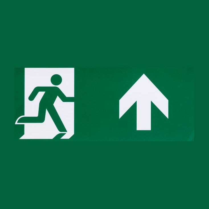 Xtras pictogram noodverlichting, vluchtweg, rechtdoor/naar boven