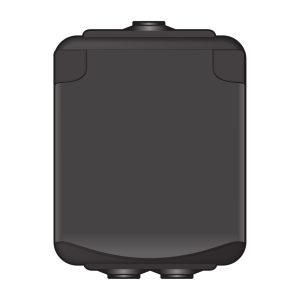 wandcontactdoos 1-voudig IP44 zwart, UL 94-V0, Landbouw