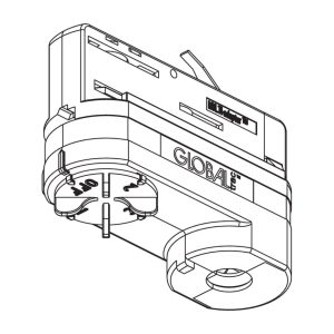 Global Trac spanningsrail adapter, 3-fase, schroef koppeling, wit