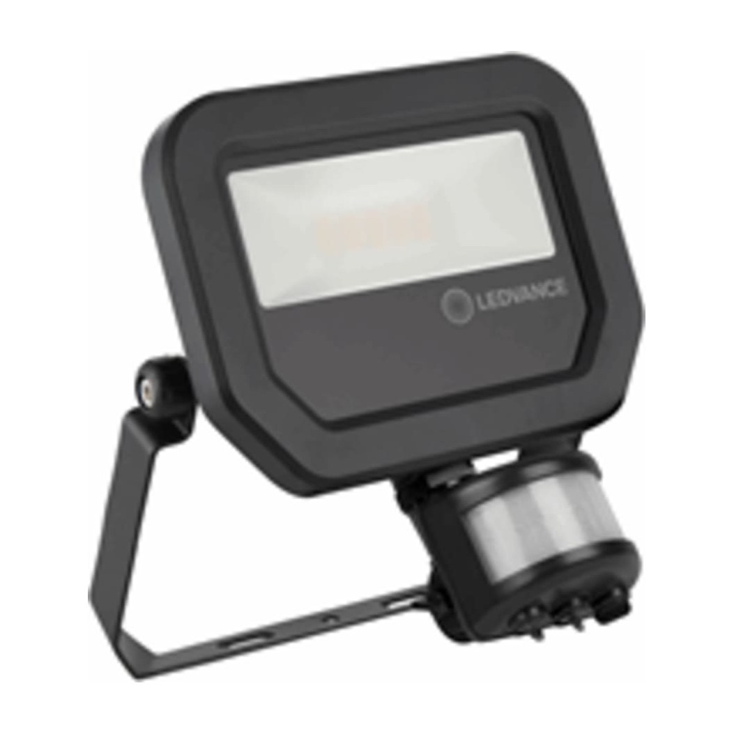 Ledvance Floodlight led, 10W, 1200lm, 4000K, CRI80-89, diffuus, opbouw, zwenkbaar, sensor, IP65, beh. zwart, lxbxh 159x313x53mm
