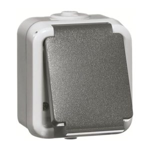 Peha Wandcontactdoos, randaarde (schuko), opbouw, schroef, klapdeksel, IP44