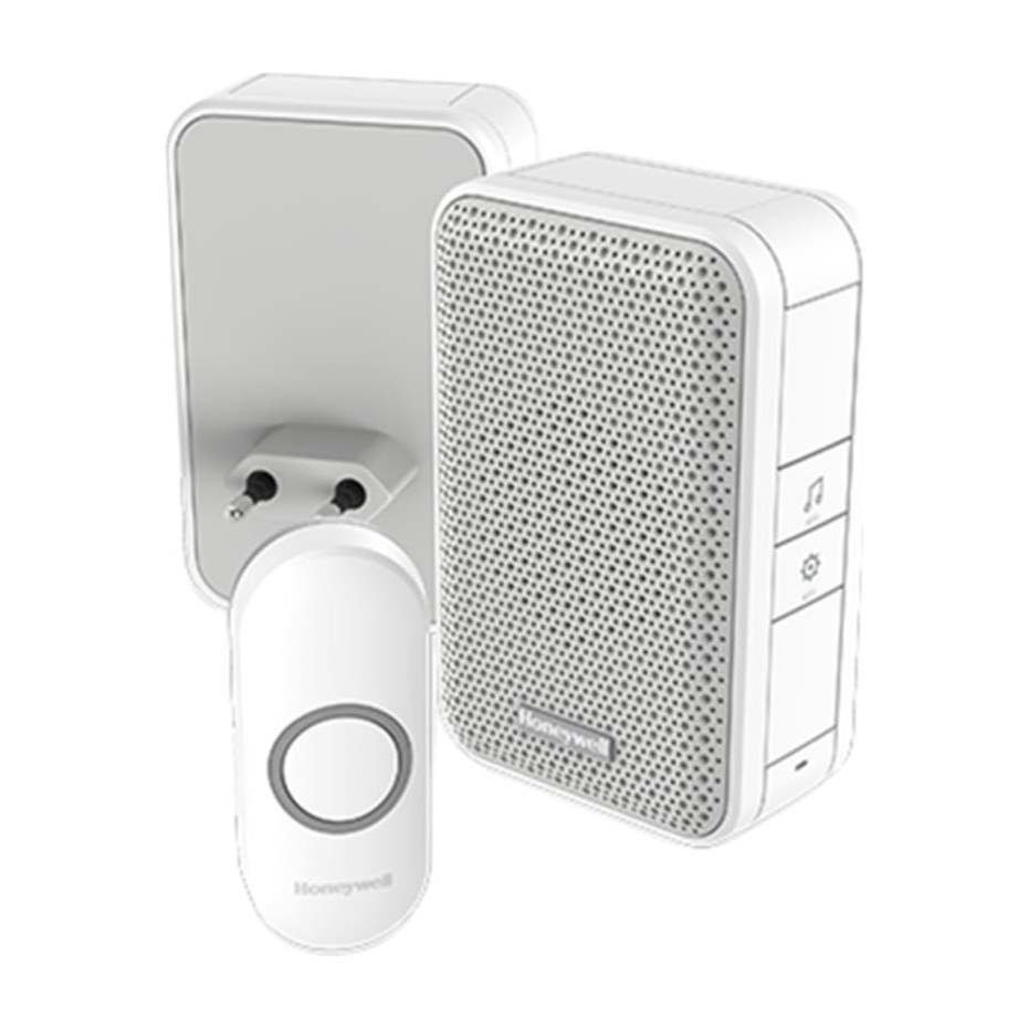 Honeywell Home RF 3 serie 4 melodieën. Deurbel, drukknop verticaal, Plug-in, wit