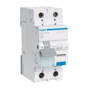 Hager ADA970G Aardlekautomaat 1P+N 20 Ampere C-KAR 6kA 0,03A 240V 2 MOD