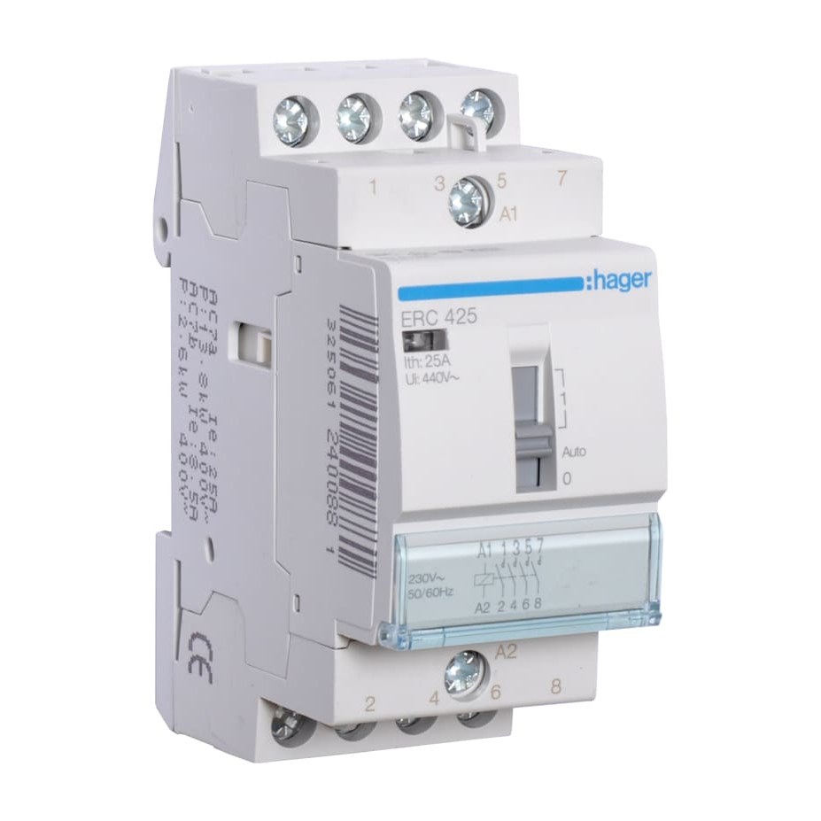 Hager Magn.schak. AC ERC Installatiehulpschakelaar modulair 400 V 4NO