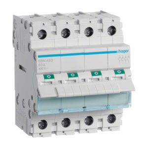 Hager Hage Modulaire lastscheider 4-polig 80 A, grijze tuimel