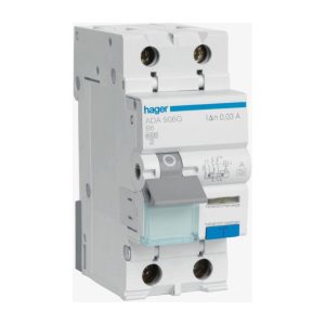 Hager ADA906G Aardlekautomaat 1P+N 6 Ampere B-KAR 6kA 0,03A 240V 2 MOD