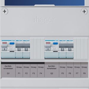 Hager Vision groepenkast 3-fase, 6 groepen, 3 aardlek, 40 A